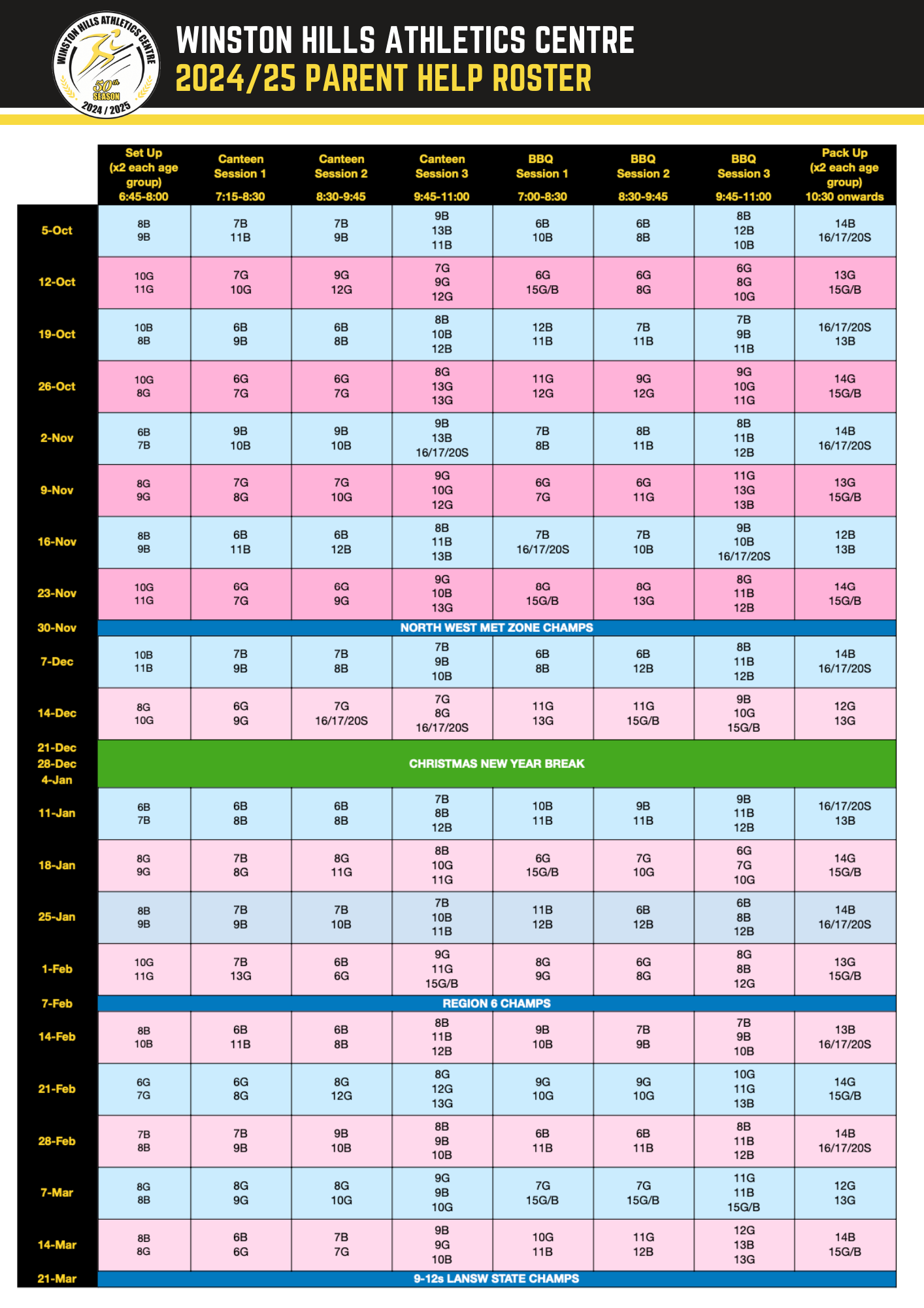 parent help roster